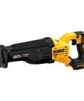 Heavy Duty Cordless Reciprocating Saw With Flexvolt Power And One Point One Two Inch Strokes For Fast Demolition Jobs Totally No Sweat Quick Blade Swaps Tool Only side view showing blade clamp and handle.