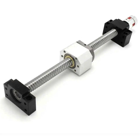Top Shelf C5 SFU2005 Ball Screw Kit Matched With Solid BK And BF Housing Brackets To Drive Butter Smooth 3D Printer Mods And Beefy CNC Routers While Keeping Setup Dead Simple At 1600mm Length, featuring a C5 ballscrew and supports.