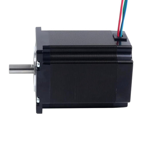 NEMA 23 stepper motor, 1.9Nm torque, 8mm shaft, black aluminum housing, 4-wire connector