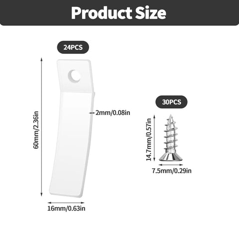 24 Pack Clear Non Slip Drawer Stops With Stainless Steel Screws dimensions displayed, showcasing size and detail for effective use.