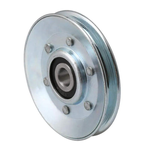Silver Iron Cable Pulley Wheel 73mm Outer Diameter 10mm Inner Diameter V Shape Groove 6.5mm Width 4.6mm Depth Built Tough Idler Bearing Pulley With 215kg Load For Gym Gear And Garage Door Opener