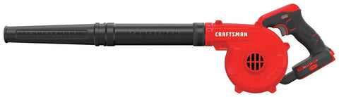 V20 Cordless Leaf Blower Bare Tool, 125 MPH Max Air, 3 Speed Selector, red and black design, side view with lock-on trigger visible.