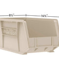 Space Saving Stackable Plastic Storage Bins Set Clear 12 Pack For Garage Pantry Craft Room Closet Organization Holds Up To 60 Lbs 15 X 8 X 7 Inches Ideal For Home Use And Workbench Or Craft Areas Grab And Go Organization - beige plastic storage bin with dimensions