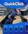 Person using Quick Click 16 Foot Commercial Vacuum Hose With Expanded Multi Brand Power Tool Adapter Set for dust collection