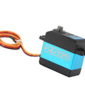 Heavy Duty All Metal Digital Servo Packed With Hella Strong 25kg Torque And Quick 180 Rotation For Water Resistant Rc Crawler Truck Parts And Off Road Mods, shown at an angle with cable.