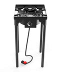 Go To Portable Propane Stove For Outdoor And Indoor Use With Single Burner, detachable legs, hose, black metal