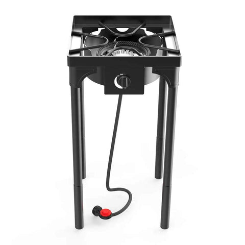 Go To Portable Propane Stove For Outdoor And Indoor Use With Single Burner, detachable legs, hose, black metal