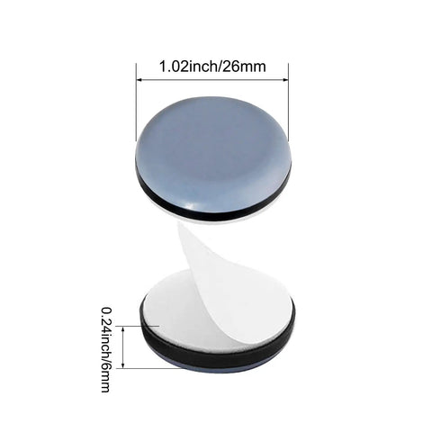 Heavy Duty Ptfe Teflon Furniture Sliders One Inch Thick Glides featuring easy peel and stick mount, 1.02 inch diameter.