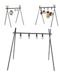 Portable Campfire Cooking Stand Tripod For BBQ Grill Aluminum Alloy Outdoor Camping Picnic Gear with hanging hooks.
