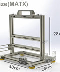 Open Frame Test Bench PC Case With Aluminum Frame Chassis For MicroATX ITX Motherboards, shown in side view with dimensions.