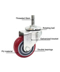 Heavy Duty Caster Wheels With Top Plate Swivel For Furniture And Workbenches, with labeled parts including M threaded stem.