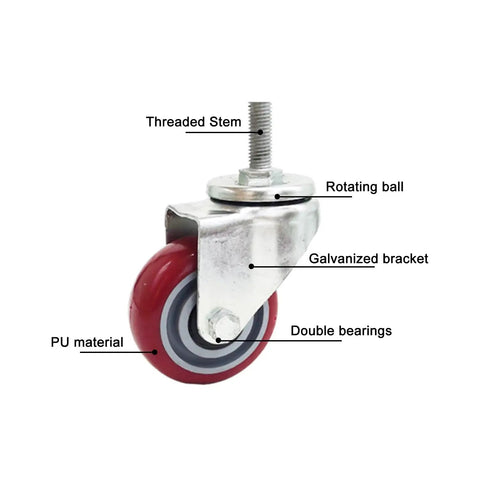 Heavy Duty Caster Wheels With Top Plate Swivel For Furniture And Workbenches, with labeled parts including M threaded stem.