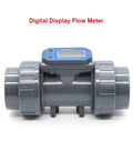2 Inch Electronic LCD Turbine Flow Meter With Digital Display For PVC Water Lines NPN Output shown with digital display