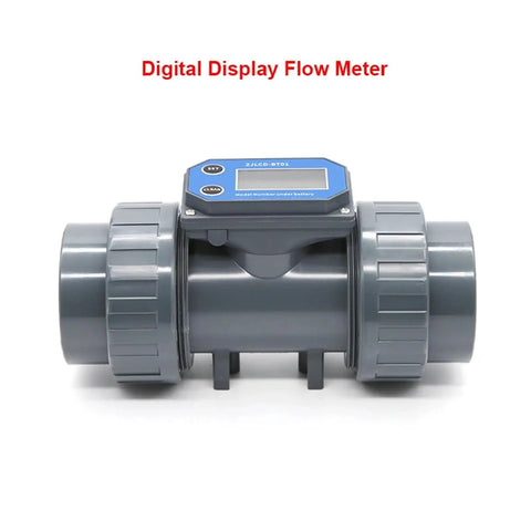 2 Inch Electronic LCD Turbine Flow Meter With Digital Display For PVC Water Lines NPN Output shown with digital display