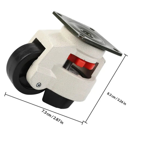 Four Pack Beefy Heavy Duty Swivel Workbench Leveling Casters With 60mm Flat Base Plate For Industrial Equipment Transport And Heavy Furniture Moving On Smooth Floors Ideal For Shop Garage And Warehouse Use, 60mm caster shown