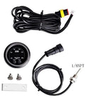 52mm Digital Water Temperature Gauge With Alarm for Cars, Trucks and Boats, 1/8 NPT Sensor, 12V/24V DC Power, Red Display With Green Ambient Light, 100-300F (38-150C), Plug and Play Ultra Accurate Auto Gauge with sensor and wiring