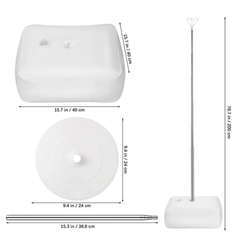 Gadpiparty balloon column stand set: white rectangular base, chrome pole, circular plate, and top balloon holder.