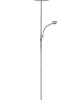 Go-To 70-Inch Slim LED Torchiere Floor Lamp With Reading Light, Remote, Satin Nickel Finish, Energy-Saving 25W LED Torchier