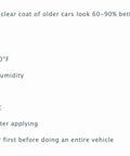 Front view: Shiny Car Stuff Hand-Applied Clear Coat usage instructions text on white background