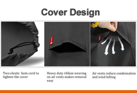 Square Fire Pit Cover Heavy Duty Tough As Nails 600D Fabric With PVC Coating features elastic hem cord and air vents design.
