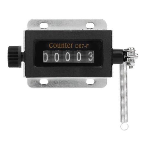 Rugged Hand Held Manual Tally Counter For Cranking Out Totals On The Fly With Crisp Five Digit Dial showing 00003 totals.