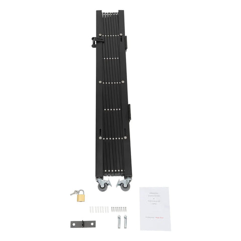 Heavy Duty Folding Security Gate With Lockable Diamond Grid Panels Expandable Wall Mount Kit For Garage Basement And Storefronts Steel Build parts and lock components