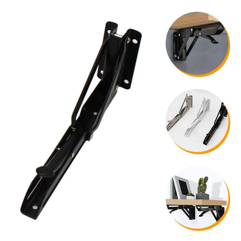 Premium Black Corner Shelving Brackets Wall Mount Storage Heavy Duty Steel Folding Shelf Supports mounted and displayed.