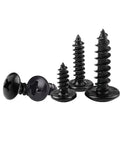 Heavy Duty M5 X 12mm Self Tapping Wood Screws In A 20 Piece Pack featuring black carbon steel build with round flanged heads.