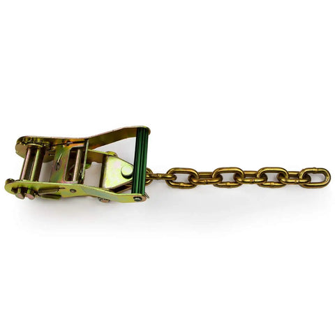 Heavy Duty Ratchet Buckle With 2 Inch Wide Handle And Chain Tail Four Pack For 3300 Pound Safe Working Load Strap Tensioning Gear