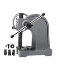 Heavy Duty One Ton Manual Arbor Press Built Tough And Straight Up Reliable Bench Punch Tool for metal and leather crafting, gray cast iron.