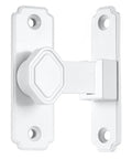 Heavy Duty White Sliding Barn Door Latch Featuring Precision 90 Degree Right Angle Lock And Quick Snap On Mount For Wood Doors, durable aluminum construction.