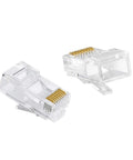 50 Pack Cat6 RJ45 Connectors for solid and stranded UTP Ethernet cables, crimp ends for 24 to 26 AWG, transparent finish