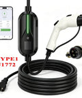 Portable 3.5kW Level 2 EV Charger, 16A Straight-Up Fast Charging With NEMA 6-20P Plug, 26FT J1772 TPU Cable, Smart App Control.