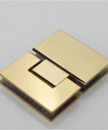 Stainless Steel Glass Fixed Clamp for 8 to 12mm Glass Thickness Bathroom Hinge Mount, gold finish, top view.