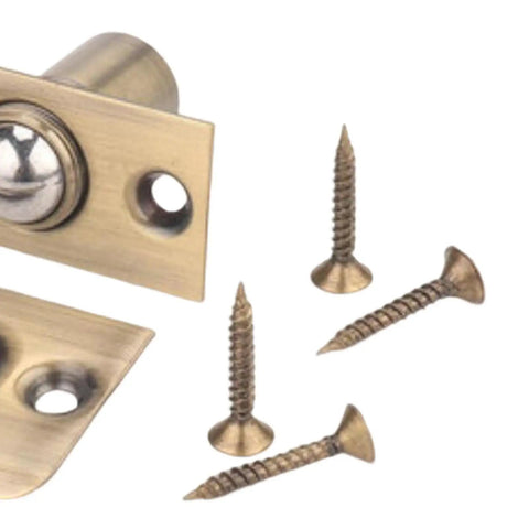Stunning Golden Roller Latch With Adjustable Tension For Closet Cupboard Door Hidden Beads Lock Hardware, brass parts and screws.