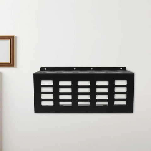 Badass Wall Mounted Caulk Tube Organizer Rack With 11 Hella Durable Slots For No Sweat Storage And Quick Install Sweet For Garage Or Shop Smooth Edge Frame Keeps Your Tools Tidy And Always Ready, black metal design on white wall.