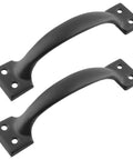 Black Barn Door Handles 20 Pack 5.4 Inch Vintage Gate Cabinet Pulls, metal construction, matte black finish, screw holes visible
