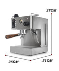 Top Shelf Electric Coffee Machine And Milk Frother Kitchen Appliance With Removable Water Tank shown with dimensions 37CM x 31CM x 26CM.