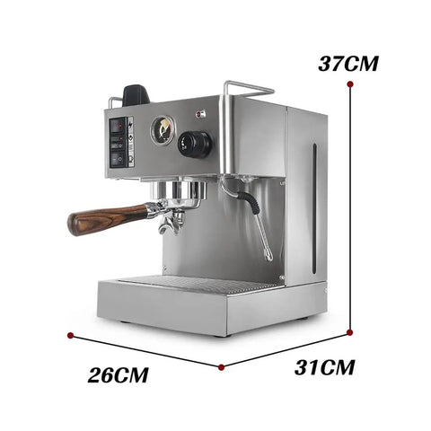 Top Shelf Electric Coffee Machine And Milk Frother Kitchen Appliance With Removable Water Tank shown with dimensions 37CM x 31CM x 26CM.