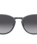 Front view of Erika Metal Round Sunglasses Unisex Design For Men And Women, Lightweight Frame With Keyhole Bridge, Metallic Gray To Dark Gray Gradient Lenses, 54 mm Narrow Fit, Everyday Dope Eyewear