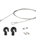 Beefy RC Trailer Tow Hook Chain Shackle Set With Rope Winch Accessory for 1/10 Scale Crawlers, black shackles and steel cable