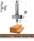 Half inch shank rabbeting router bit, 2 3/8 in height for clean cuts in woodworking projects, engineered for pro-level finishing.