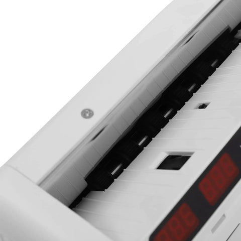 Close-up of Portable Digital Money Counter With UV And MG Detection, 800 Bills Per Minute, Battery Operated Cash Counter mechanism