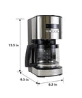 12 Cup Programmable Drip Coffee Maker With Glass Carafe No Mess Auto Shut Off Pause And Serve Large Water Reservoir Reusable Gold Tone Filter Carbon Filter Keeps Coffee Warm Black Kitchen Appliance