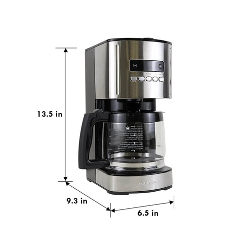 12 Cup Programmable Drip Coffee Maker With Glass Carafe No Mess Auto Shut Off Pause And Serve Large Water Reservoir Reusable Gold Tone Filter Carbon Filter Keeps Coffee Warm Black Kitchen Appliance