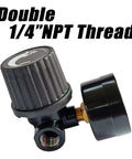 Qolekog 1/4-in NPT air pressure regulator; black body with brass inlet fitting
