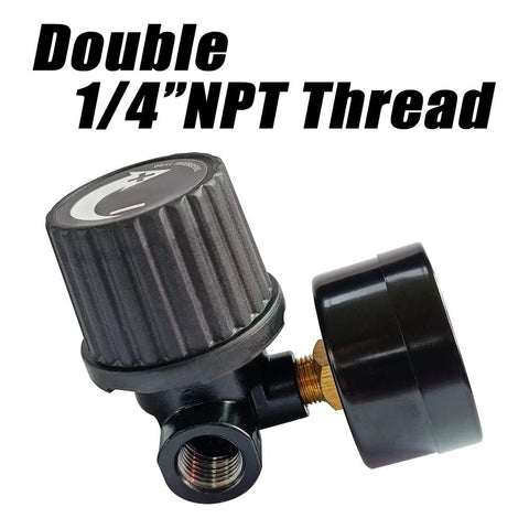 Qolekog 1/4-in NPT air pressure regulator; black body with brass inlet fitting