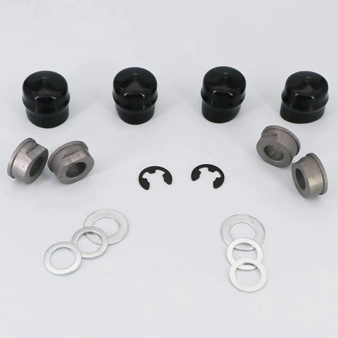 Wheel Bearing Cover Kit Replacement For John Deere Riding Mowers And Outdoor Power Equipment PVC Shield Fits M123811 M123253 R27434 24H1398 Z9972H Easy Install Durable Flange Tire Cover And Bearing Housing For Lawn Tractors DIY Friendly. kit parts on white background