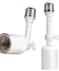 Ceramic Heat Resistant E26 E27 Light Socket Extender With 4.5 Inch Extension Tough Build, white color, securely locks, two pack.