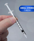 20 Pack 1ml Syringes With Cap For Liquid 1cc Plastic Small Syringes With Covers Non Sterile No Needle Great For Medical Dosing Lab Crafts Diy Projects, small 1 ml plastic syringe with cap held by hand